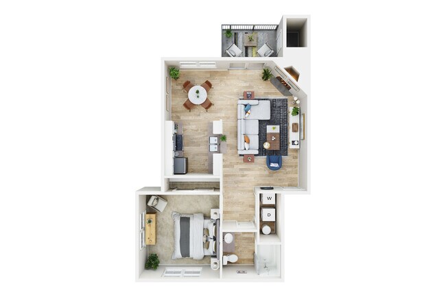One Bed One Bath floor plan